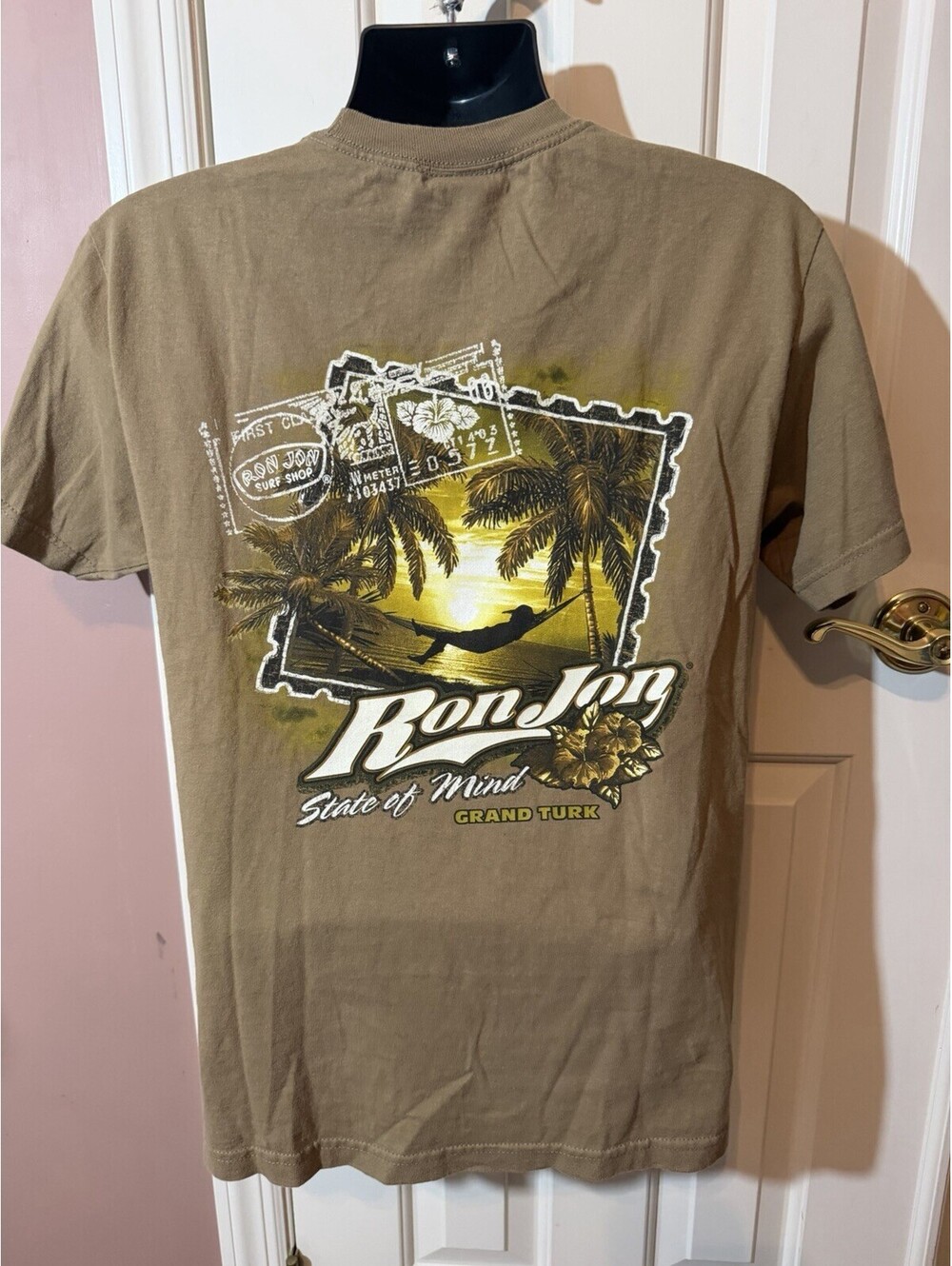 Ron Jon Surf Shop Grand Turk Mens M Brown Graphic T Shirt Beach Surf